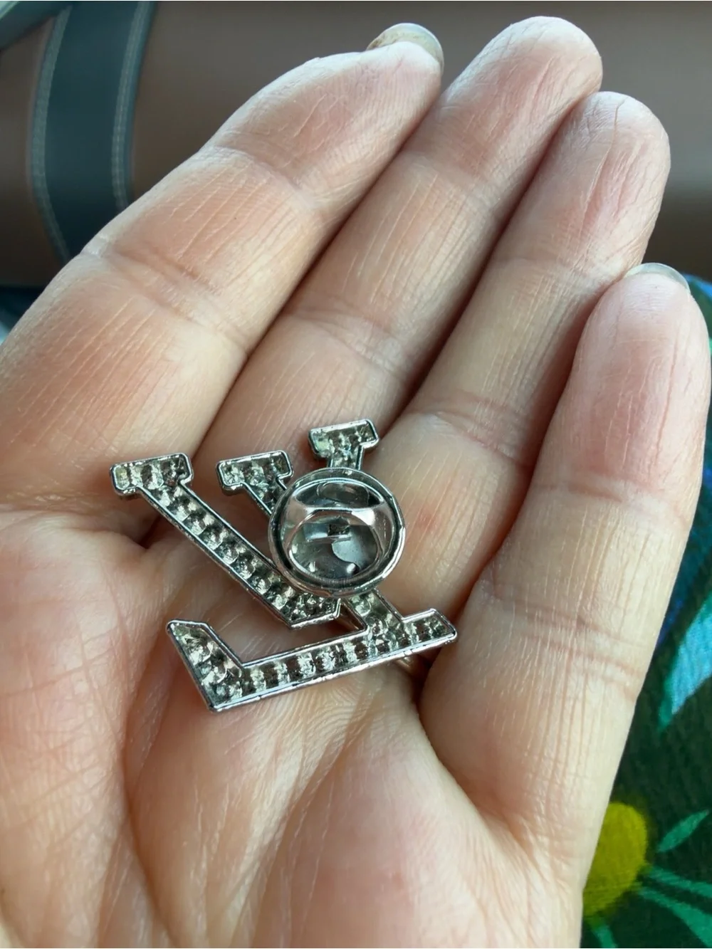 Crystal Logo Brooch in Silver - Elegant Designer-Inspired Accent
